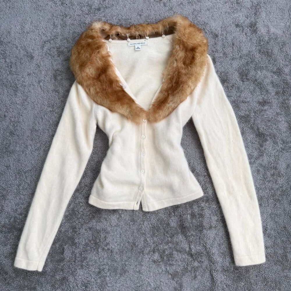 Banana Republic cream wool & angora cardigan